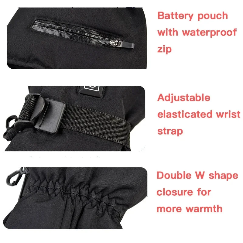 (image for) TENGOO Winter Heated Gloves Motorcycle Waterproof Gloves Heated Heating Warm Work Gloves Thermal Heated Outdoors Cycling Ski Gloves Battery Heated Gloves